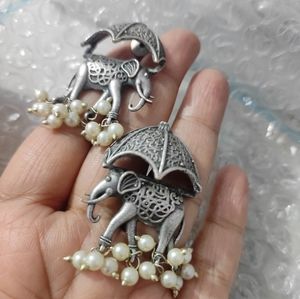 Elephant Oxidised Earrings